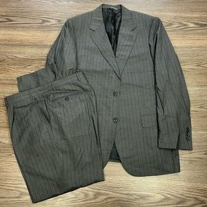 Canali Exclusive Grey w/ Blue Pinstripe Suit 44R